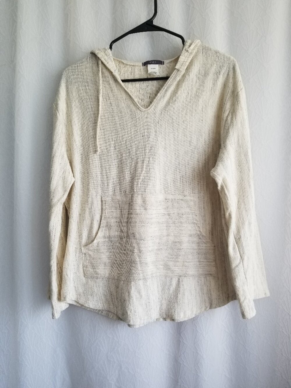 Gyft Textured Cream Cotton Hoodie Size Medium